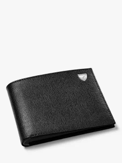 Aspinal Of London 8 Card Billfold Saffiano Leather Wallet, Black