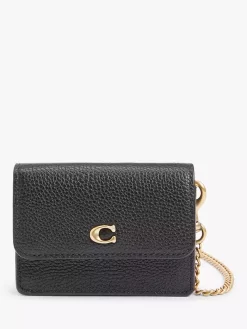 Coach Half Flap Leather Card Case, Black