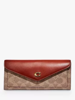 Coach Wyn Signature Canvas Leather Envelope Purse, Tan/Rust